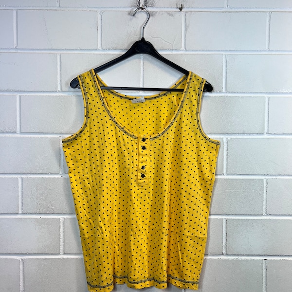 Vintage Women Size M Top Tanktop Cotton Dots 80s 90s