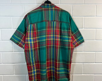 Chemise Homme à Carreaux Rouge Et Blanc, Manches Courtes, Taille XL - Style Années 90