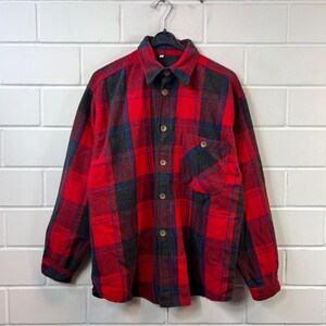 Vintage Shirt Size L Checkered Shirt Wool Long Sleeve 80s 90s