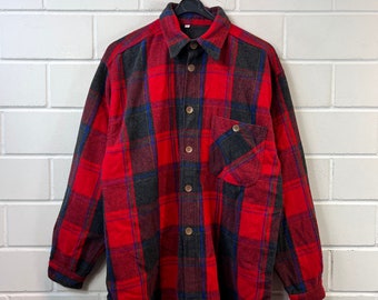 Vintage Flannel Shirt Size L/XL Flannel Shirt Long Sleeve Shirt Stripes 80s  90s 