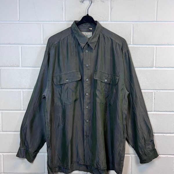 Vintage Silk/Viscose Shirt Size L Hemd Langarm 80s 90s