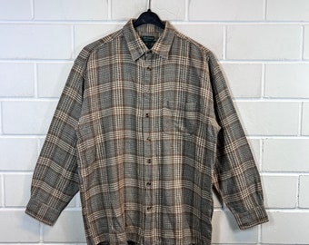 Vintage Flannel Shirt Size L/XL Flannel Shirt Long Sleeve Shirt Stripes 80s  90s 
