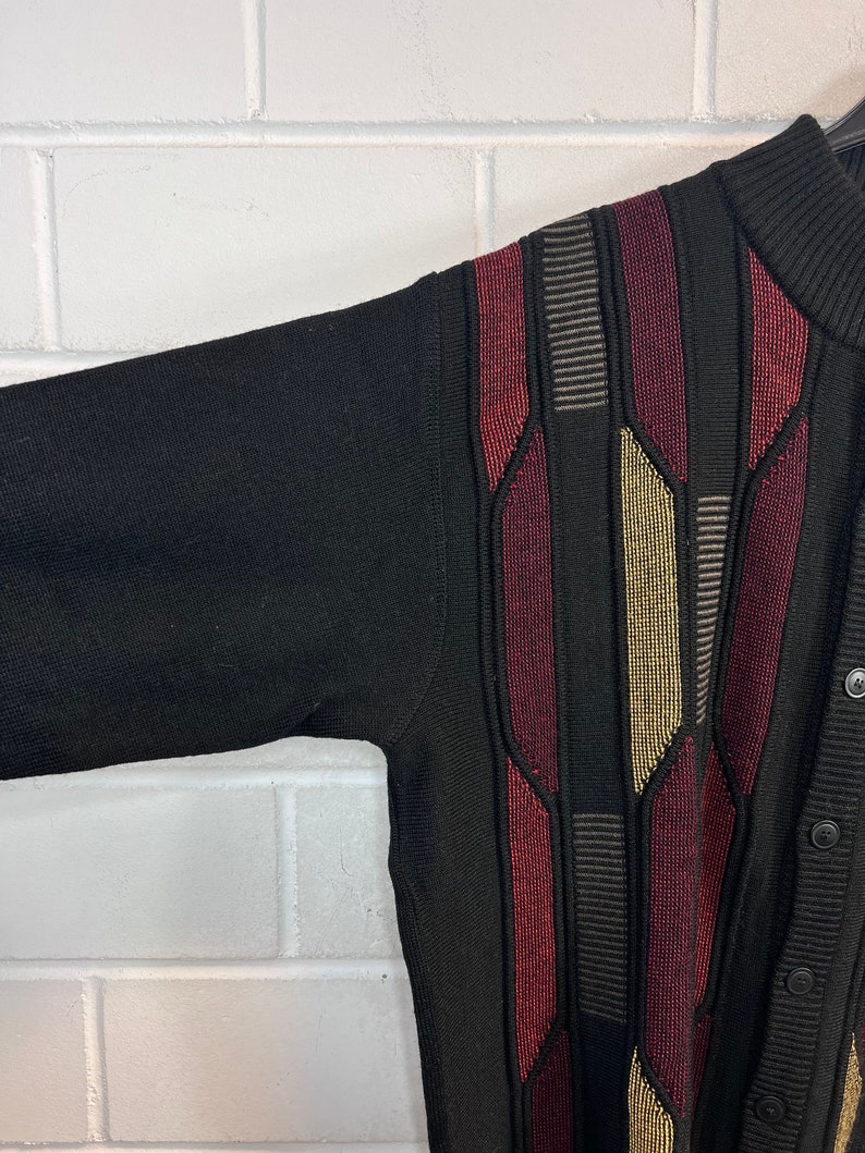 Vintage Cardigan Size L crazy pattern Knit Jacket 90s Y2K image 4