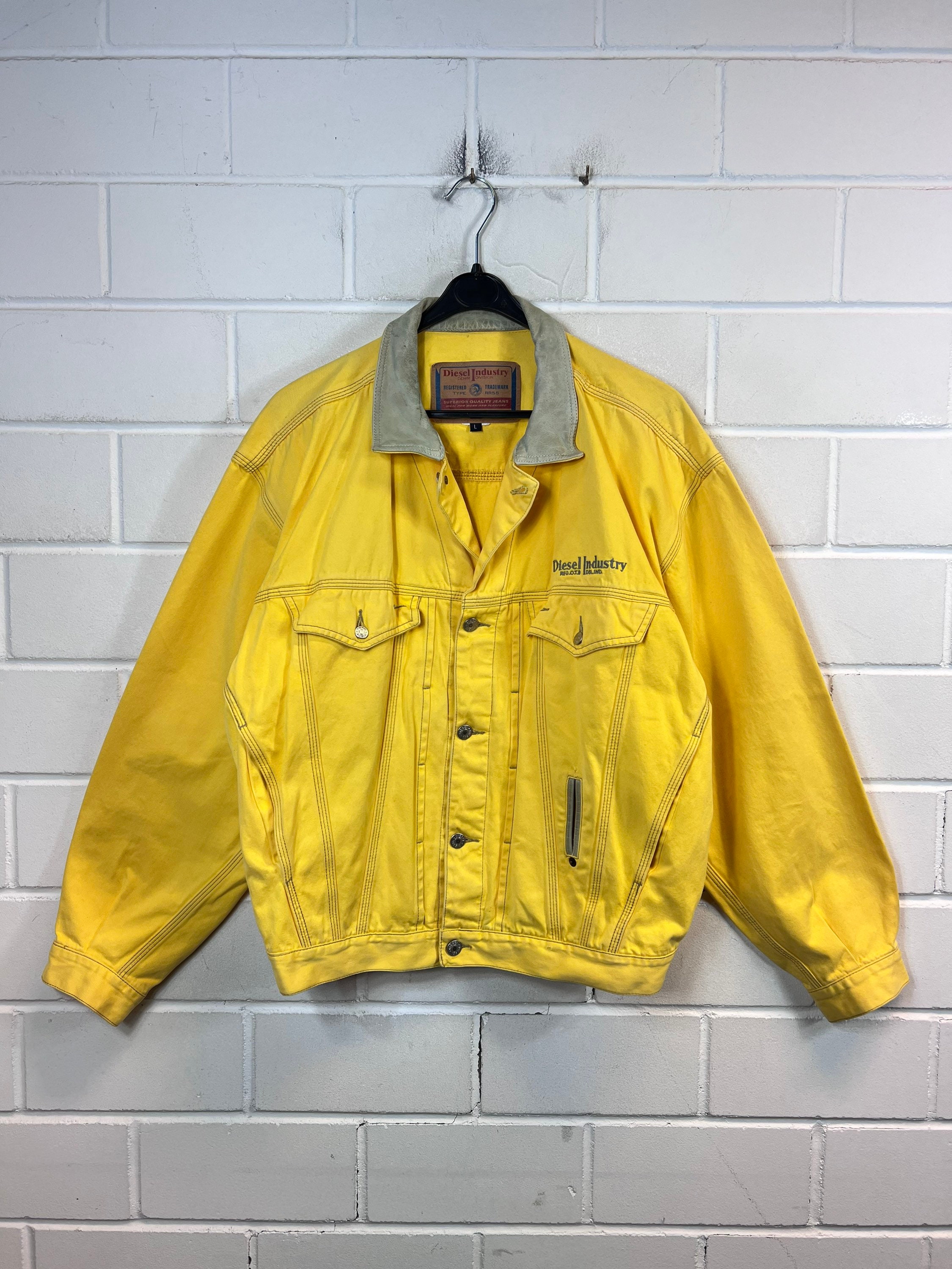 DIESEL Leather Jacket With Belt in Yellow