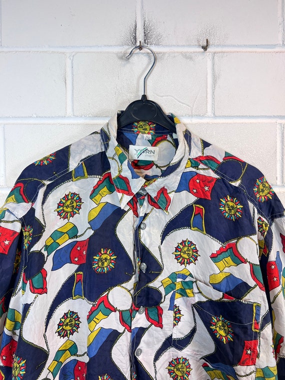 Vintage Silk Shirt Size L crazy pattern silk shir… - image 7