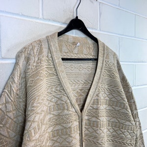 Vintage Cardigan Size XL crazy pattern Knit Jacket Strickmuster 80s 90s Bild 2