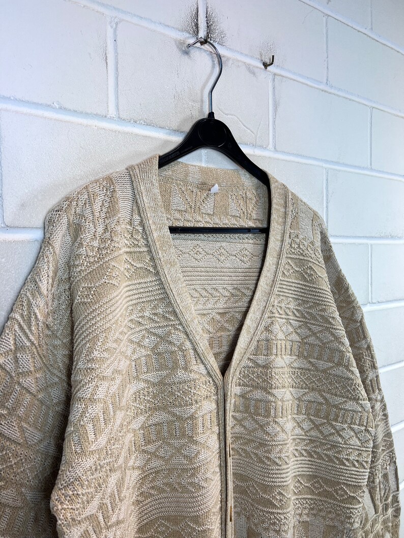 Vintage Cardigan Size XL crazy pattern Knit Jacket Strickmuster 80s 90s Bild 2