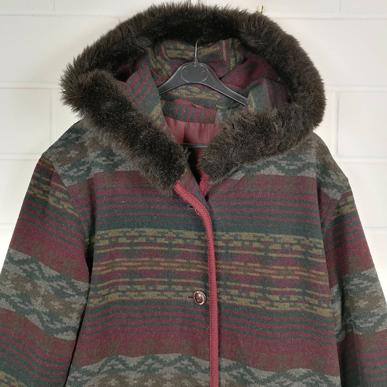 Vintage Women Size S crazy pattern Wool Jacket wool jacket jacket coat transition hoodie 80s 90s