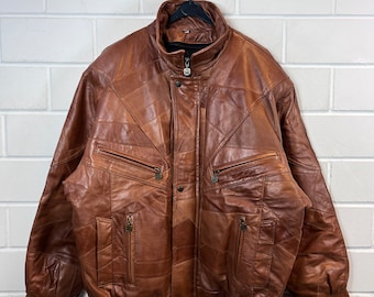 Vintage Size XL/XXL lined Fake Leather Jacket Blouson Bomber 80s 90s