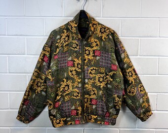 Vintage Women’s Size M - L crazy pattern Silk Jacket Blouson Bomber Paisley 80s 90s