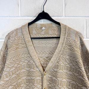 Vintage Cardigan Size XL crazy pattern Knit Jacket Strickmuster 80s 90s Bild 7
