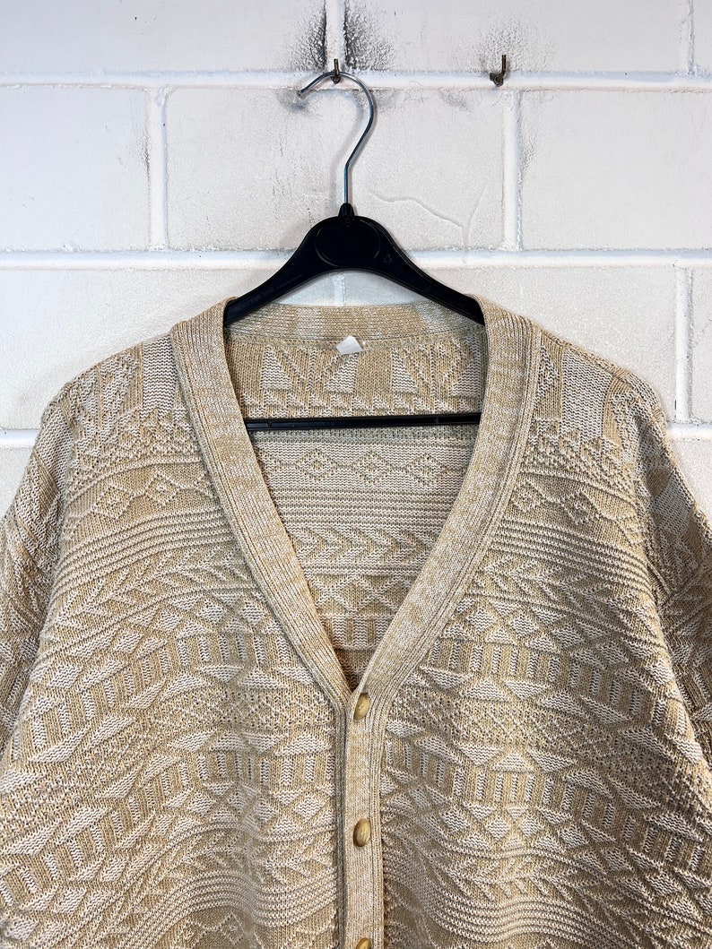 Vintage Cardigan Size XL crazy pattern Knit Jacket Strickmuster 80s 90s Bild 7