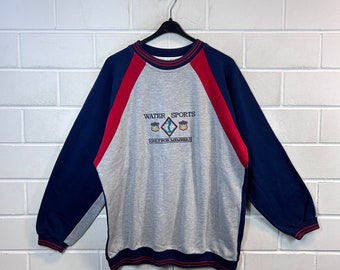 Vintage Le Frog Maat L - XL Sweatshirt Pullover Sweater Borduur jaren '80 jaren '90