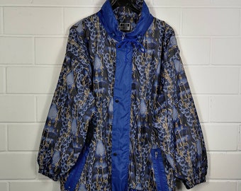 Vintage Size M/L crazy pattern Rain Jacket Rain Jacket Windbreaker Jacket 80s 90s