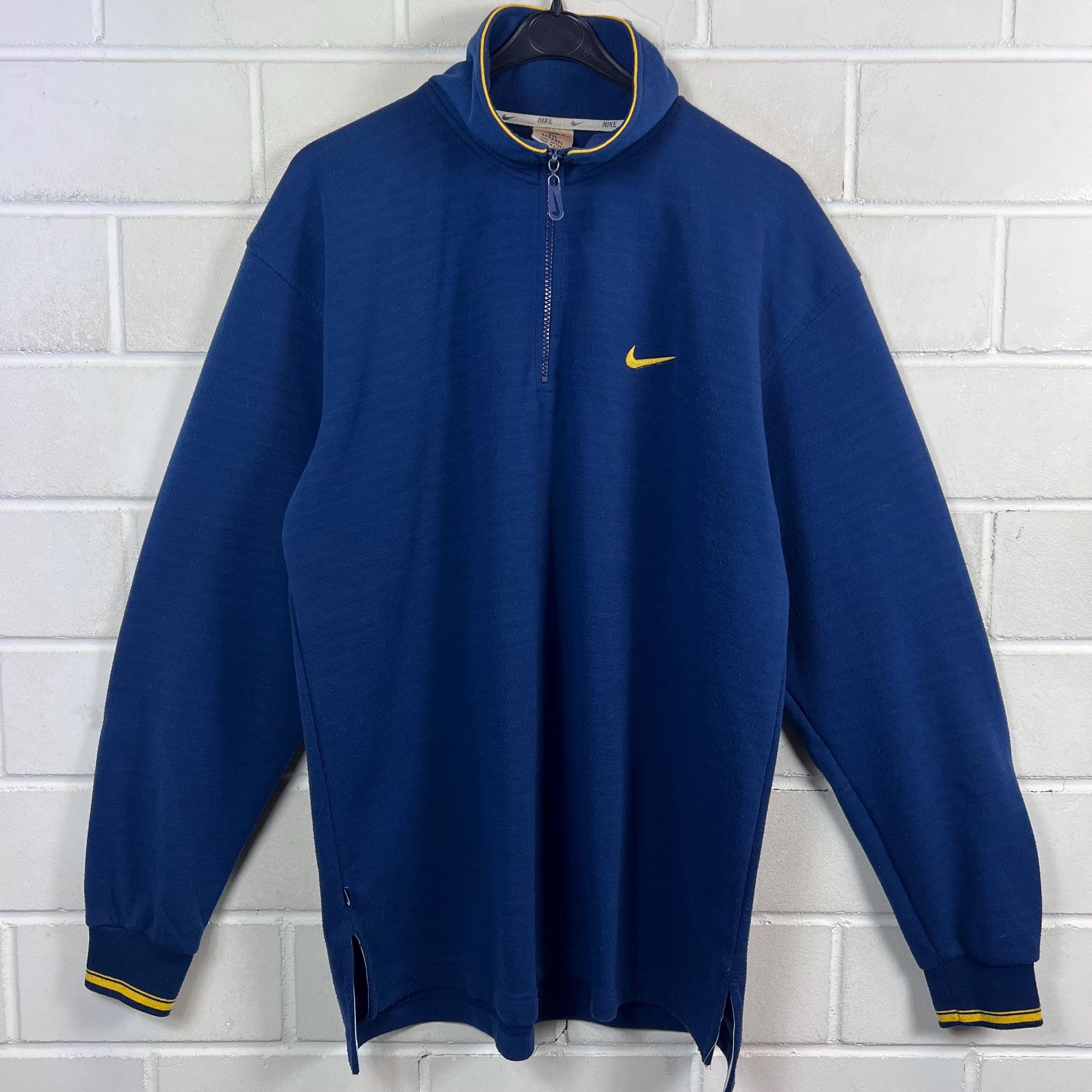 Vintage Nike Sweatshirt 90s – Nike Quarter Zip Blue Yellow