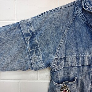 Vintage lined Denim Jacket Womens Size S M long Denim Coat Jeansmantel 80s 90s Bild 5