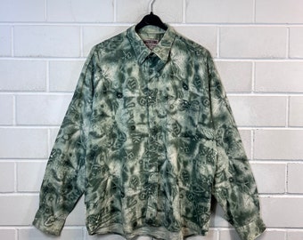 Vintage Shirt Size L crazy pattern Hemd Viscose unisex Bluse Langarm Longsleeved 80s 90s