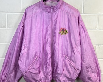 Vintage Women’s Size XL Shelljacket Sportsjacket Windbreaker light Jacket shiny pink 80s 90s