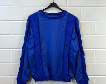 Vintage Women Size M Handmade Sweater Jumper Knitwear Blue