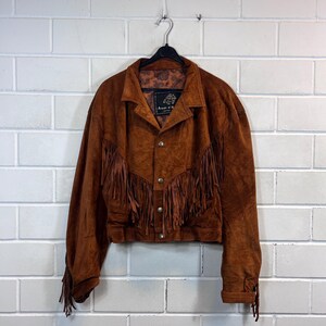 ジャケット・アウター 90s suede fringe collar Vintage Size L Suede Leather Jacket Leather Suede Fringe