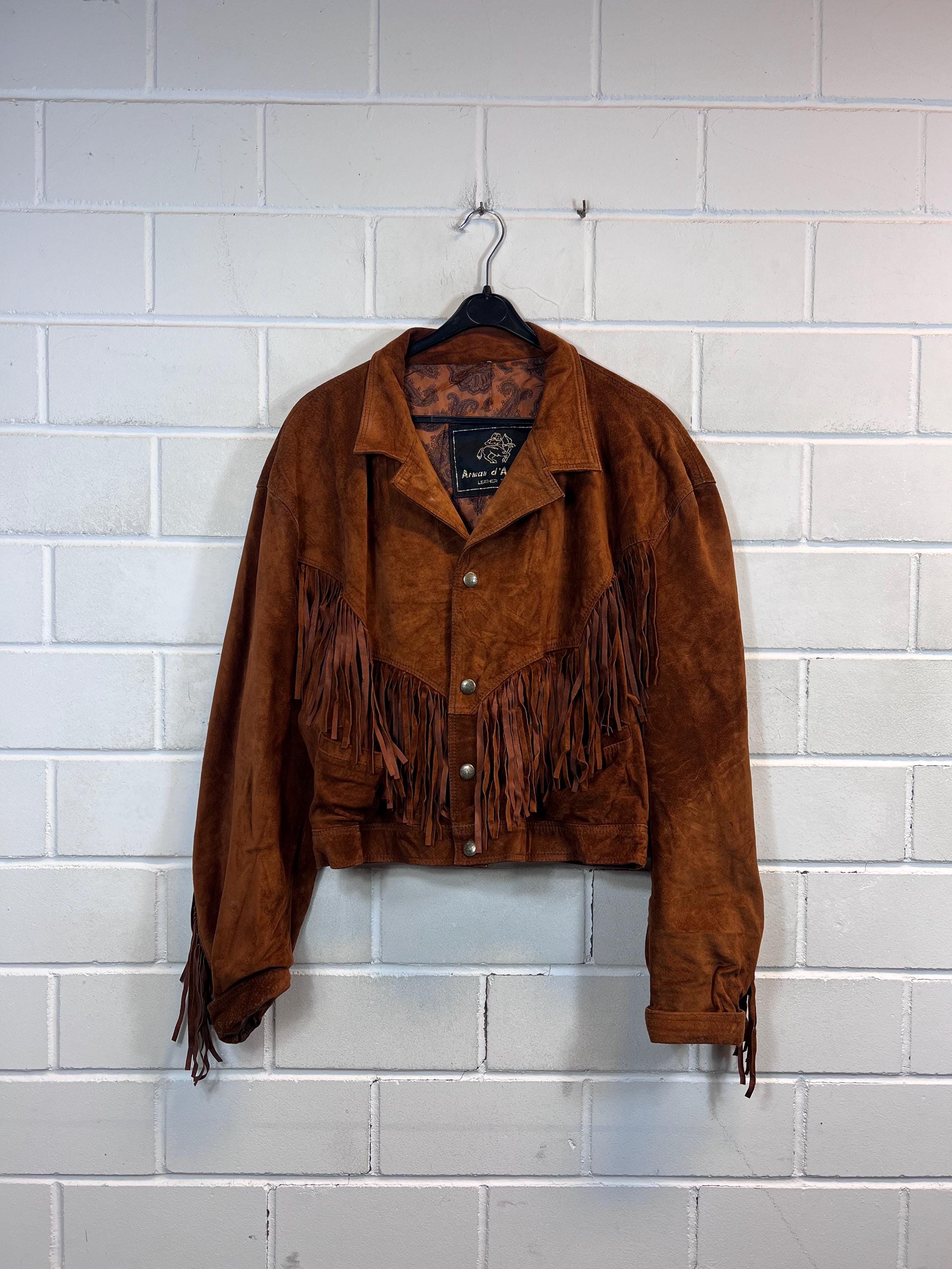 ジャケット・アウター 90s suede fringe collar Vintage Size L Suede Leather Jacket Leather Suede Fringe
