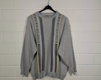 Vintage Size L crazy pattern Sweater Jumper Pullover Cosby Knit Wear 80s 90s
