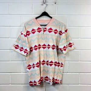 Vintage Size L Navajo Cotton T-Shirt Quarterzip 80s 90s