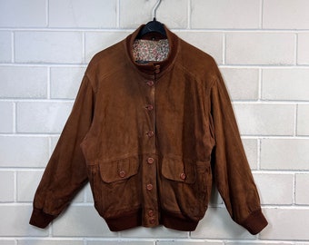 Vintage Women’s Size S - M Suede Leather Jacket Blouson Bomber Wildlederjacke 80s 90s