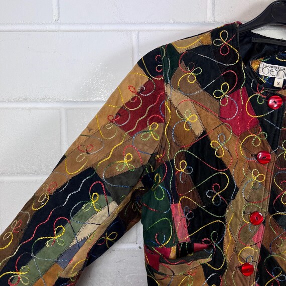 Vintage Patchwork Suede Leather Jacket – Cropped … - image 4