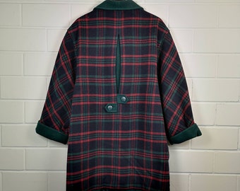 ヴィンテージ女性サイズ XL /XXL チェック柄ウール コート