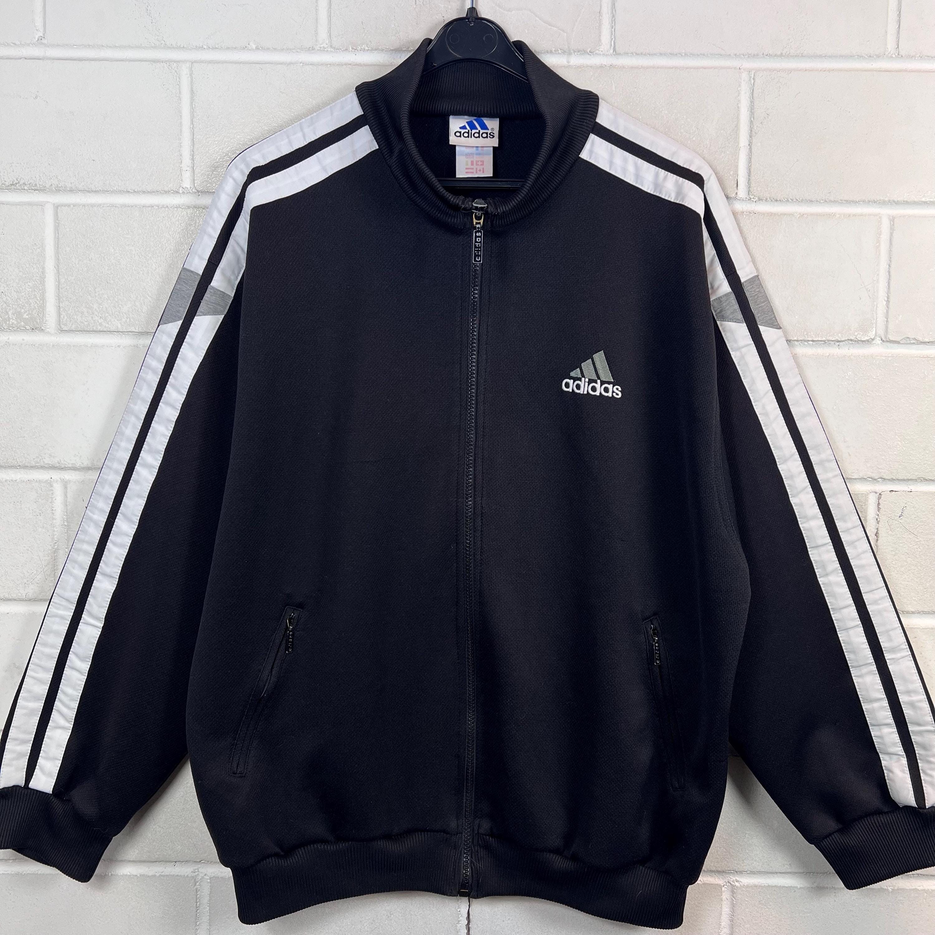 90s Adidas Track Jacket Black White L Vintage Adidas Zip