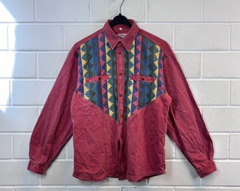 Vintage Navajoshirt Size S Ethno Cotton Shirt Hemd Cotton Langarm Longsleeved 80s 90s