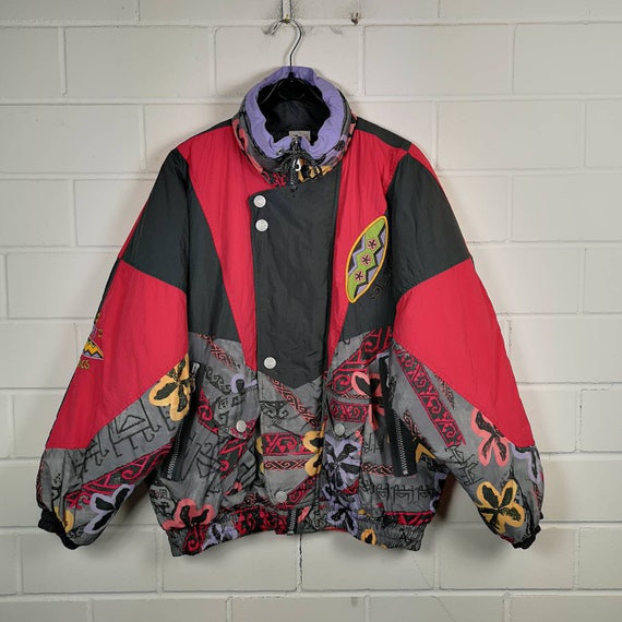 Vintage Women Size XL crazy pattern ski jacket ski