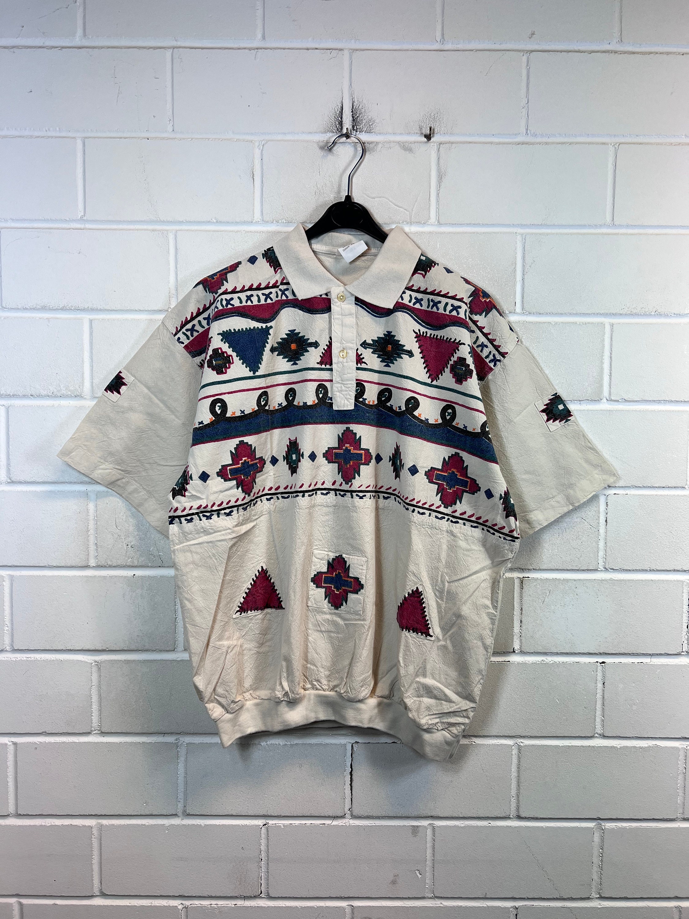 Vintage Size L Navajo Ethno Pattern Cotton Polo Shirt Polo - Etsy