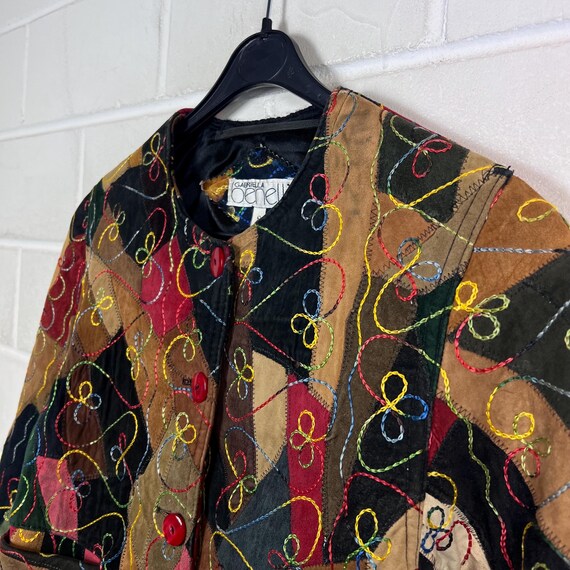 Vintage Patchwork Suede Leather Jacket – Cropped … - image 6