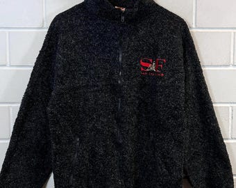 Vintage Bouclé Fleece Jacket Size S Fleece Jacket Made in USA 90s
