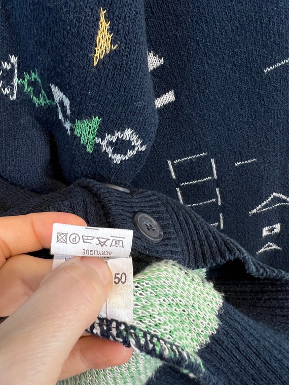 Vintage Cardigan Size M - L crazy pattern Knit Ja… - image 9