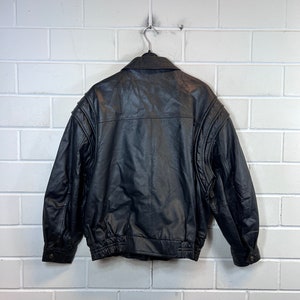 Giacca in pelle vintage Taglia M/L Giubbotto bomber in giubbotto in pelle nero anni '80 e '90 immagine 2