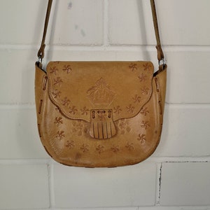 Vintage Leather Handbag Bag Ledertasche crossover Hippie Bag 70s 80s 90s