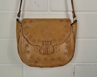Vintage Leather Handbag Bag Leather bag crossover Hippie Bag 70s 80s 90s