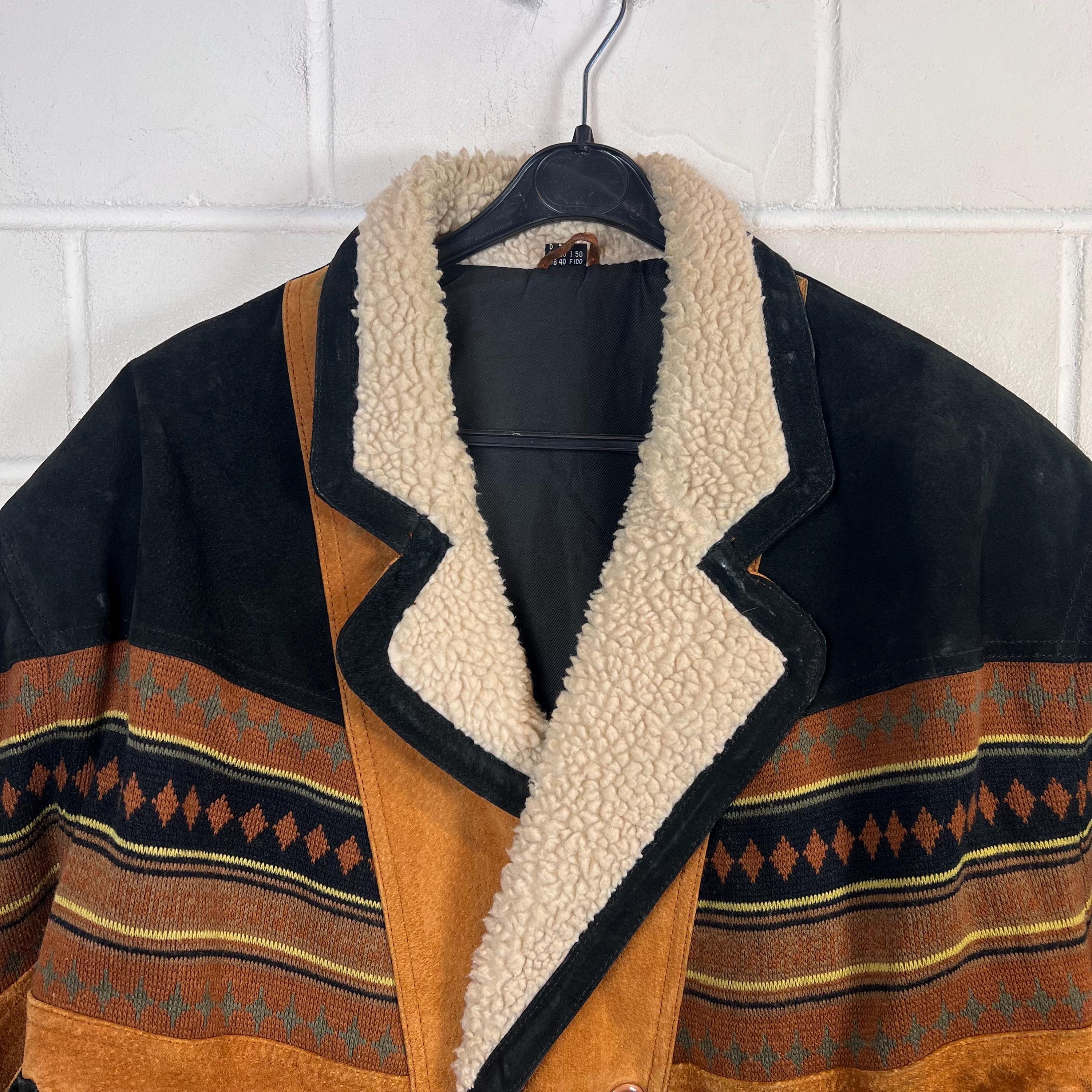 Vintage Navajo Style Suede Jacket | Men's Western Leather Jacket