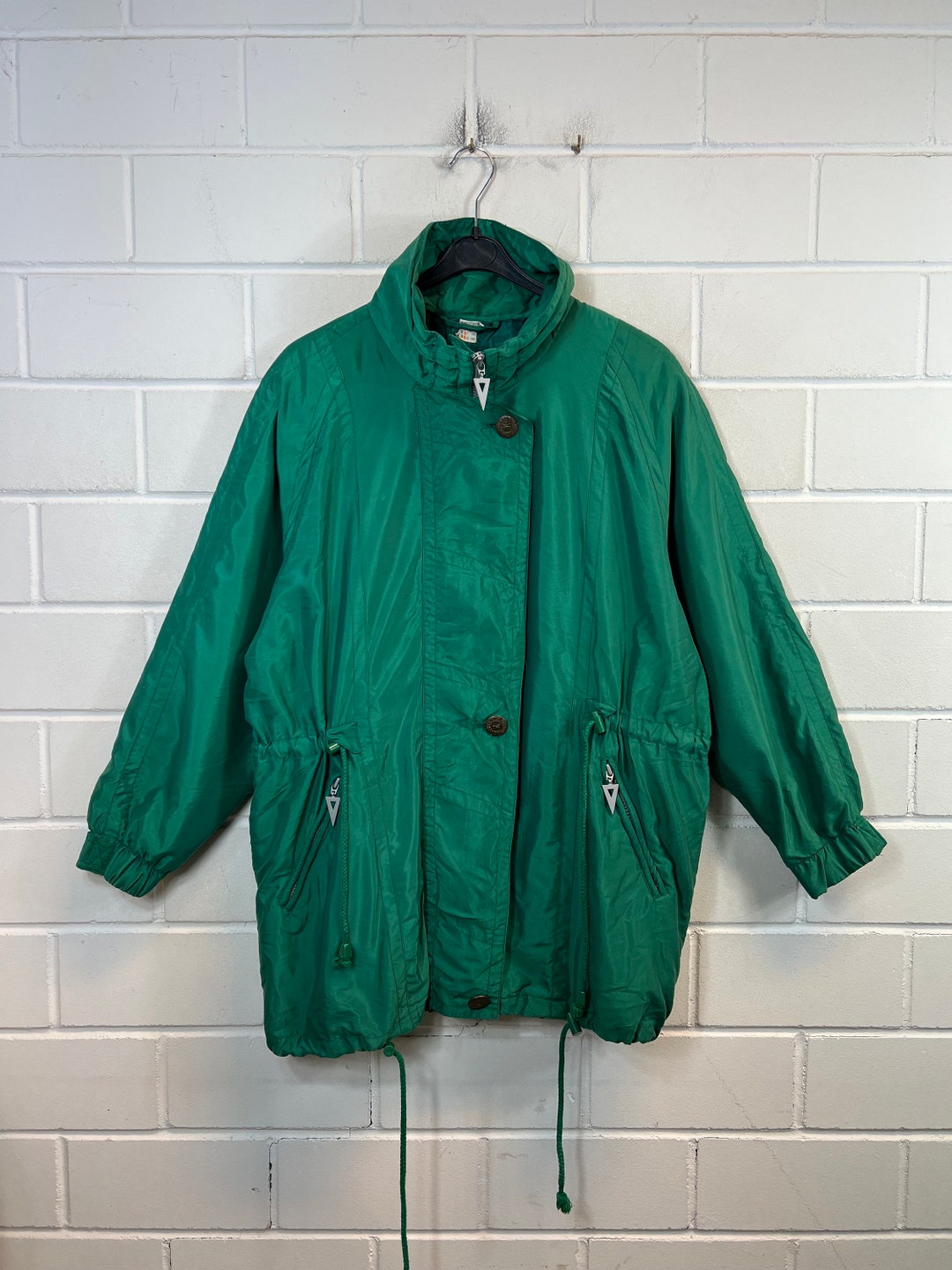 Vintage Women Size L Transitional Jacket Anorak Light Jacket Green
