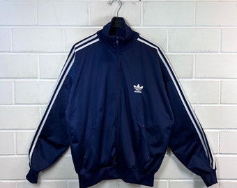 Vintage Adidas Size L - XL Trackjacket Track Trop Sportsjacket old School Jacket dark blue 90s