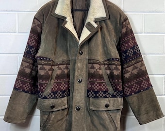 Vtg 50s 60s Excelled Brown Suede Leather Bomber Jacket Coat Esko