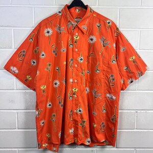Vintage Shirt Size XXL Cotton crazy pattern Shirt Short Sleeve Shortsleeved 80s 90s