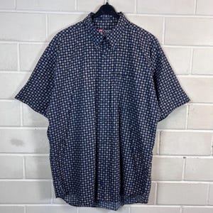 90s Chaps Ralph Lauren Shirt |  Vintage Shirt Men XL | Oversized Hemd Kurzarm | Geometric Print | Cotton