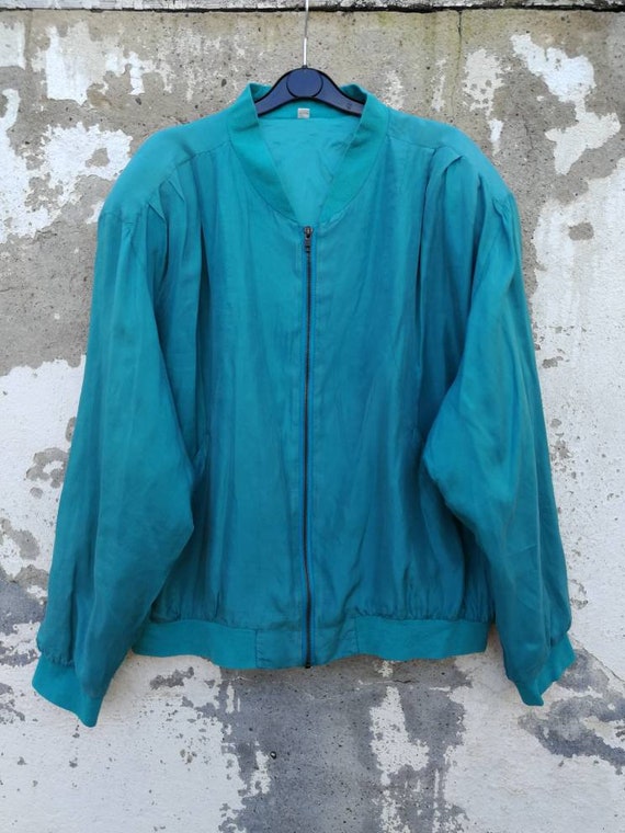 Vintage Women Silk Bomber Jacket Blouson Silk Jack