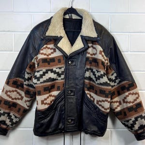 vintage Navajojacket Taille M Navajo Etho motif Suède Veste en cuir Veste en daim Blouson Bomber 80s 90s