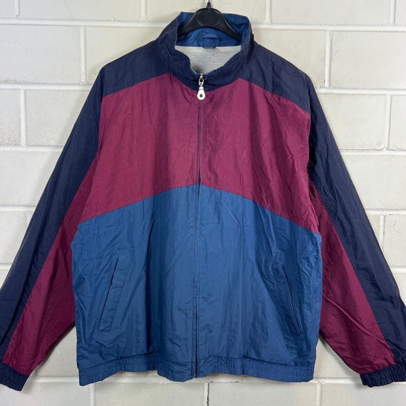  80s トラックジャケット XL バーガンディ Vintage Shelljacket Women's Size L Sportsjacket Windbreaker Old
