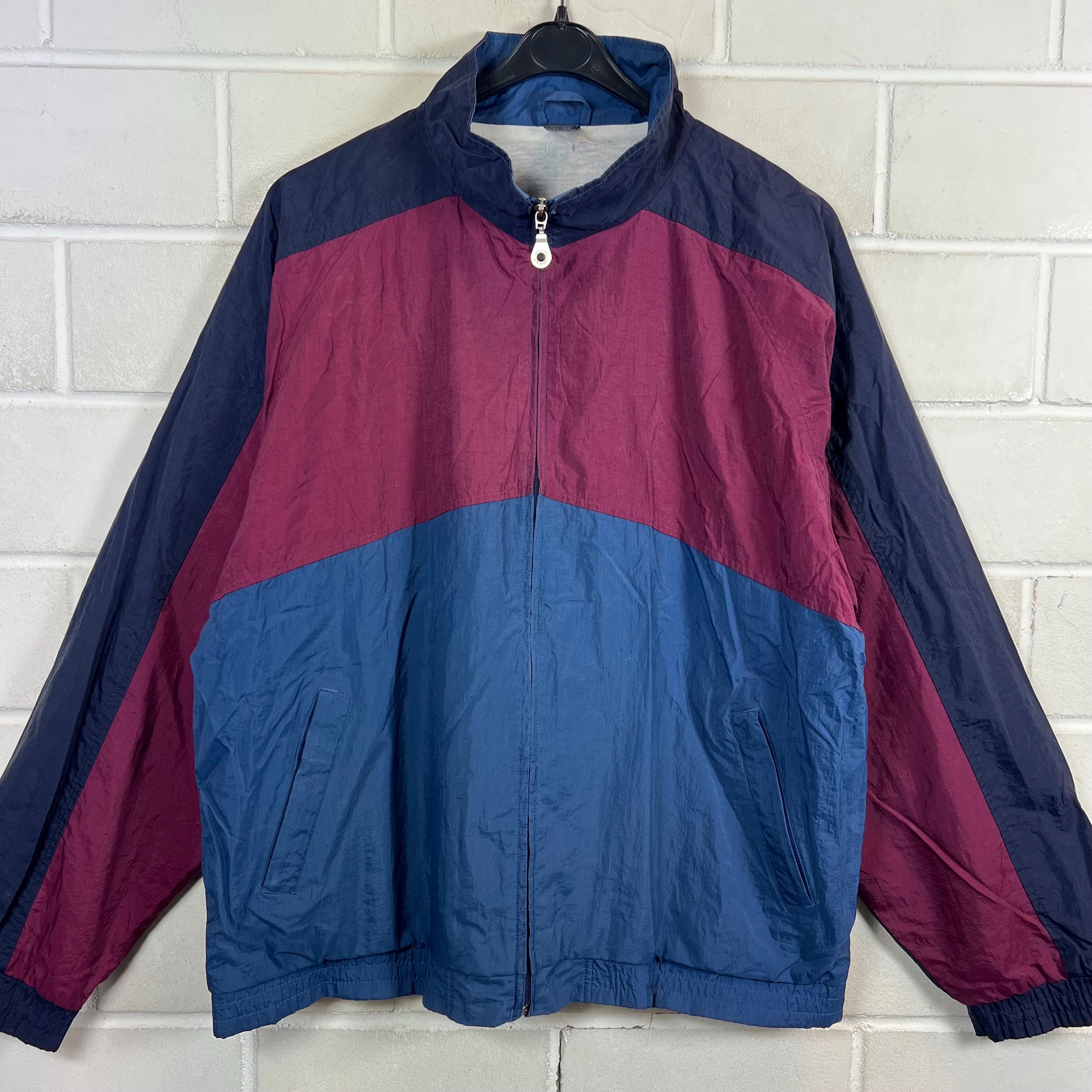 Veste coupe-vent color block vintage des années 80 - taille moyenne avec fermeture éclair en nylon imperméable - France
